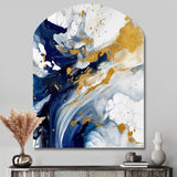 Dark Blue and Gold Strokes XXIII - Asymmetric Metal Wall Art