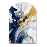 Dark Blue and Gold Strokes XXIII - Asymmetric Metal Wall Art