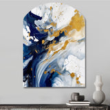 Dark Blue and Gold Strokes XXIII - Asymmetric Metal Wall Art