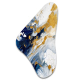 Dark Blue and Gold Strokes XXIII - Asymmetric Metal Wall Art