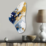 Dark Blue and Gold Strokes XXIII - Asymmetric Metal Wall Art