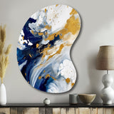 Dark Blue and Gold Strokes XXIII - Asymmetric Metal Wall Art