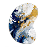 Dark Blue and Gold Strokes XXIII - Asymmetric Metal Wall Art