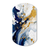 Dark Blue and Gold Strokes XXIII - Asymmetric Metal Wall Art