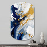 Dark Blue and Gold Strokes XXIII - Asymmetric Metal Wall Art