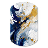 Dark Blue and Gold Strokes XXIII - Asymmetric Metal Wall Art