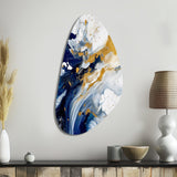 Dark Blue and Gold Strokes XXIII - Asymmetric Metal Wall Art