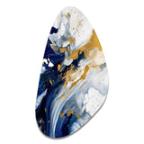 Dark Blue and Gold Strokes XXIII - Asymmetric Metal Wall Art