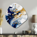 Dark Blue and Gold Strokes XXIII - Asymmetric Metal Wall Art