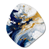 Dark Blue and Gold Strokes XXIII - Asymmetric Metal Wall Art