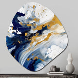 Dark Blue and Gold Strokes XXIII - Asymmetric Metal Wall Art