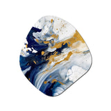 Dark Blue and Gold Strokes XXIII - Asymmetric Metal Wall Art