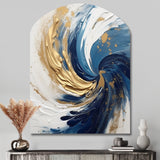 Dark Blue and Gold Spiral IV - Asymmetric Metal Wall Art