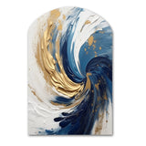 Dark Blue and Gold Spiral IV - Asymmetric Metal Wall Art