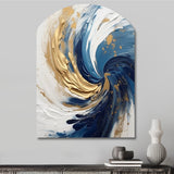 Dark Blue and Gold Spiral IV - Asymmetric Metal Wall Art