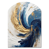 Dark Blue and Gold Spiral IV - Asymmetric Metal Wall Art