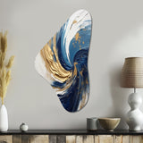 Dark Blue and Gold Spiral IV - Asymmetric Metal Wall Art