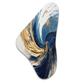 Dark Blue and Gold Spiral IV - Asymmetric Metal Wall Art