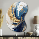 Dark Blue and Gold Spiral IV - Asymmetric Metal Wall Art