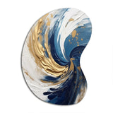 Dark Blue and Gold Spiral IV - Asymmetric Metal Wall Art