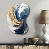 Dark Blue and Gold Spiral IV - Asymmetric Metal Wall Art