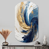 Dark Blue and Gold Spiral IV - Asymmetric Metal Wall Art