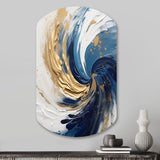 Dark Blue and Gold Spiral IV - Asymmetric Metal Wall Art