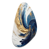 Dark Blue and Gold Spiral IV - Asymmetric Metal Wall Art