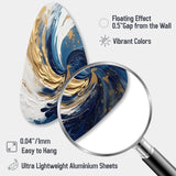 Dark Blue and Gold Spiral IV - Asymmetric Metal Wall Art