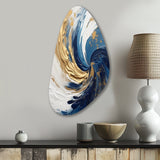 Dark Blue and Gold Spiral IV - Asymmetric Metal Wall Art