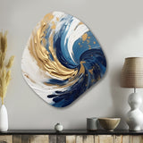 Dark Blue and Gold Spiral IV - Asymmetric Metal Wall Art