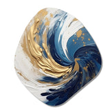 Dark Blue and Gold Spiral IV - Asymmetric Metal Wall Art