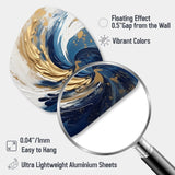 Dark Blue and Gold Spiral IV - Asymmetric Metal Wall Art