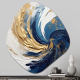 Dark Blue and Gold Spiral IV - Asymmetric Metal Wall Art