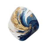 Dark Blue and Gold Spiral IV - Asymmetric Metal Wall Art