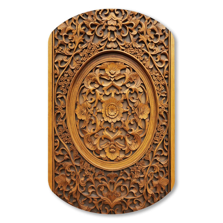 Old Carved Wooden Door VII - Asymmetric Metal Wall Art