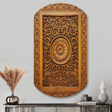 Old Carved Wooden Door XI - Asymmetric Metal Wall Art