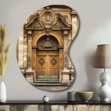 Old Wooden Door With Carvings in Paris, France I - Asymmetric Metal Wall Art