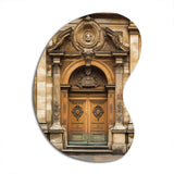 Old Wooden Door With Carvings in Paris, France I - Asymmetric Metal Wall Art