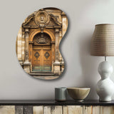 Old Wooden Door With Carvings in Paris, France I - Asymmetric Metal Wall Art