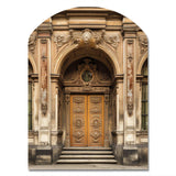 Old Wooden Door With Carvings in Paris, France II - Asymmetric Metal Wall Art