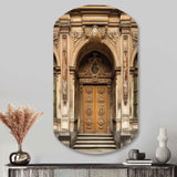 Old Wooden Door With Carvings in Paris, France II - Asymmetric Metal Wall Art