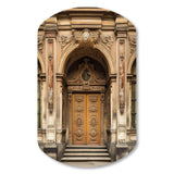 Old Wooden Door With Carvings in Paris, France II - Asymmetric Metal Wall Art