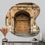 Old Wooden Door With Carvings in Paris, France II - Asymmetric Metal Wall Art