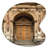 Old Wooden Door With Carvings in Paris, France II - Asymmetric Metal Wall Art