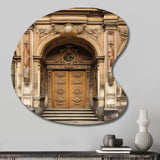 Old Wooden Door With Carvings in Paris, France II - Asymmetric Metal Wall Art