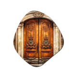 Old Wooden Door With Carvings in Paris, France III - Asymmetric Metal Wall Art