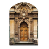 Old Wooden Door With Carvings in Paris, France V - Asymmetric Metal Wall Art