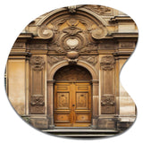 Old Wooden Door With Carvings in Paris, France V - Asymmetric Metal Wall Art