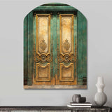 Old Wooden Door With Carvings in Paris, France VI - Asymmetric Metal Wall Art